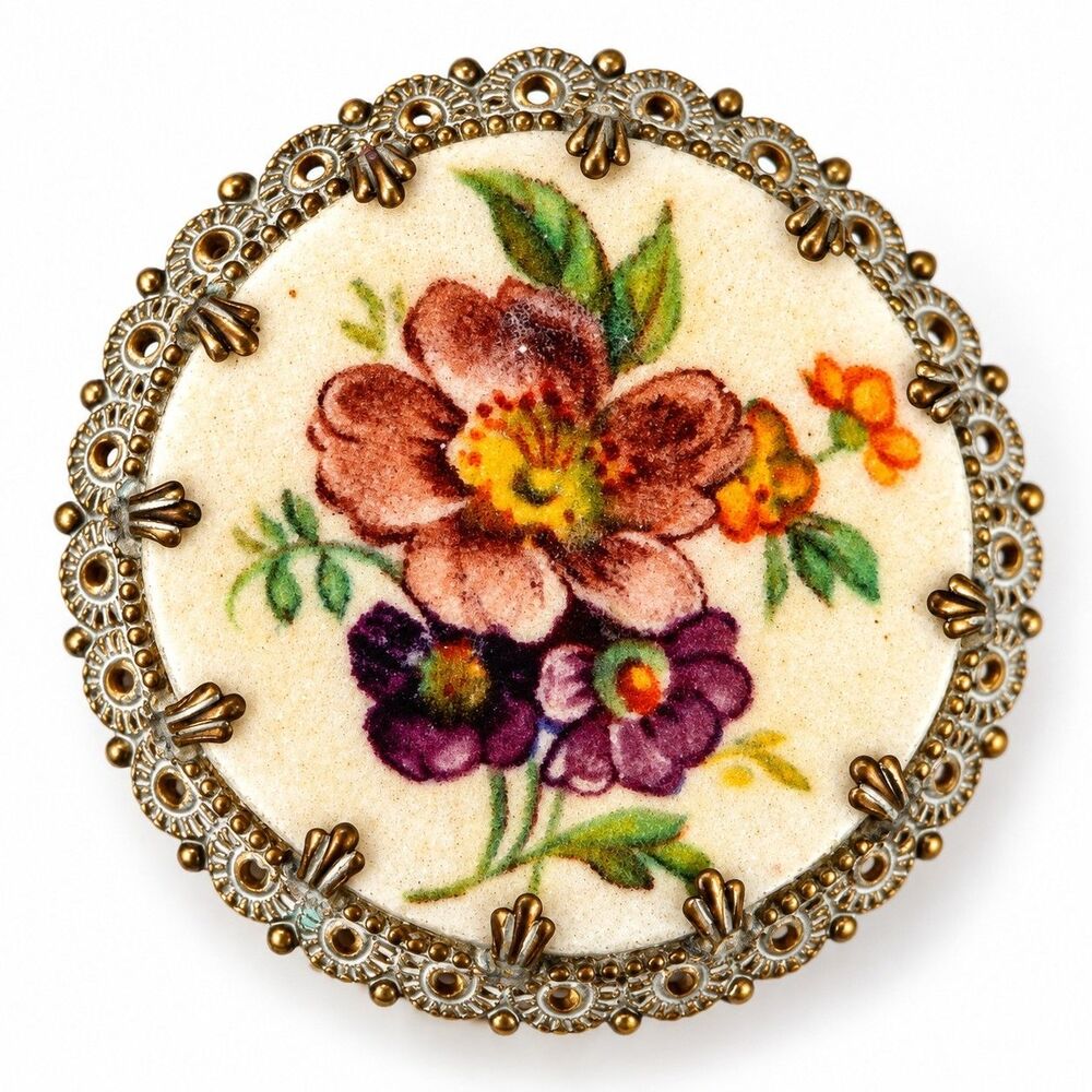 Vintage Western Germany Floral Brooch Sugar Coated Frosted Flower Pin #1434